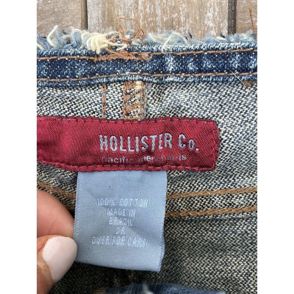 Hollister Y2K Mini Low Rise Skirt Denim Vtg Size 4? Belt Buckle - Picture 6 of 9